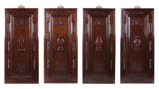 A Set of Four Chinese Carved Hardwood 155526