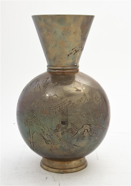 * A Japanese Brass Vase of bulbous form