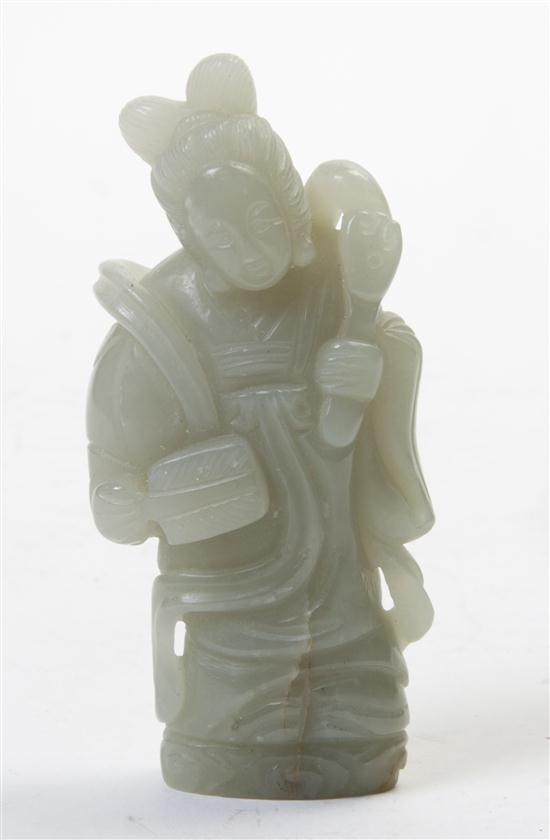 A Celadon Jade Figural Carving