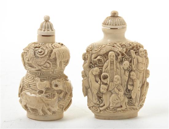  Two Carved Ivory Snuff Bottles 155584