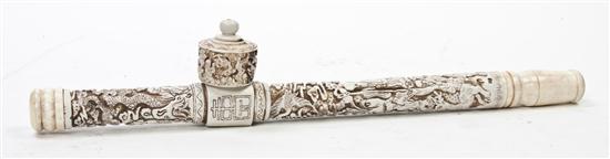 A Carved Bone and Composition Opium