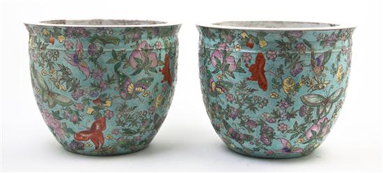 A Pair of Chinese Porcelain Fish Bowls