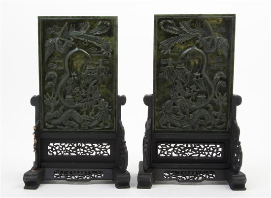 A Pair of Hardstone Table Screens