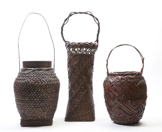 Two Japanese Ikebana Woven Baskets 1555bf