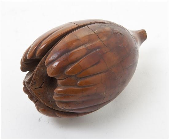 A Chinese Carved Boxwood Flower Bud