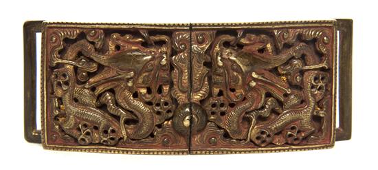 A Chinese Gilt Bronze Belt Buckle 1555e0