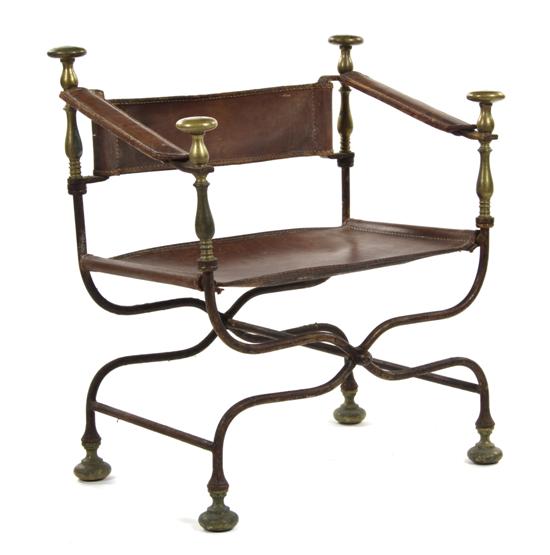  A Leather Wrought Iron and Brass 155733