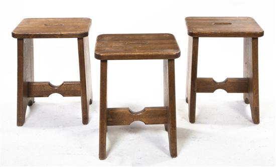 Three American Oak Stools each 155745