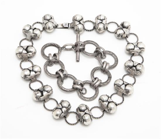 A Mexican Silver Necklace having linked