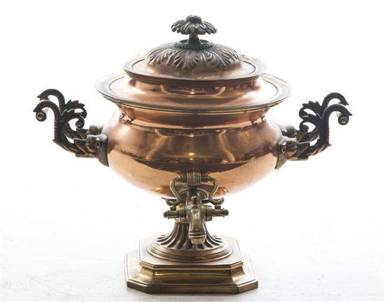  A Copper and Brass Samovar of 15579c