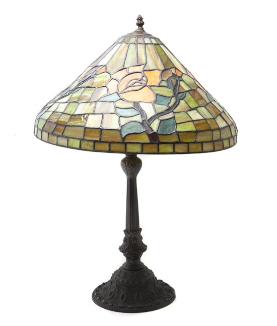 An American Leaded Glass Table 15579e