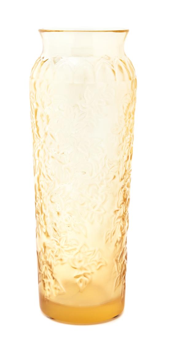 A Lalique Amber Glass Vase of tapering 1557a8