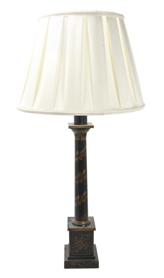 A Tole Parcel Gilt Table Lamp having