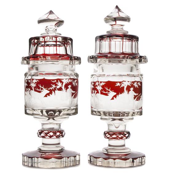 A Pair of Bohemian Cranberry Glass