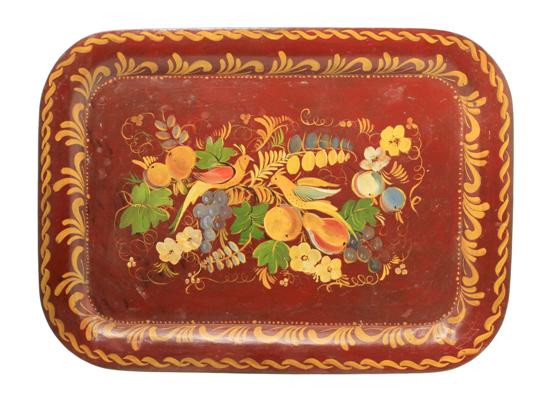 A Tole Tray of rectangular form decorated