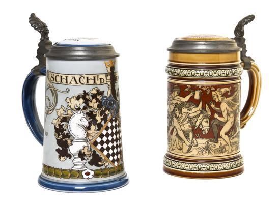 Two Mettlach Half-Liter Ceramic