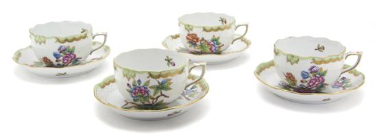 A Set of Herend Cups and Saucers