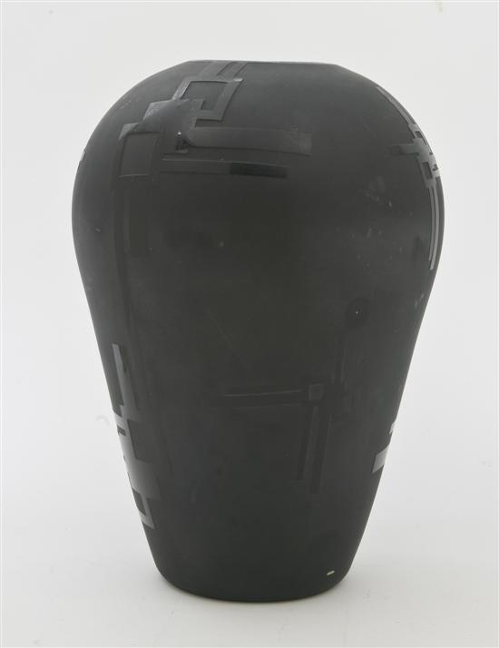 A French Frosted Black Glass Vase