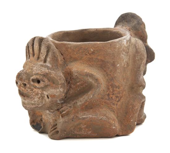 A Figural Pottery Bowl with opposing