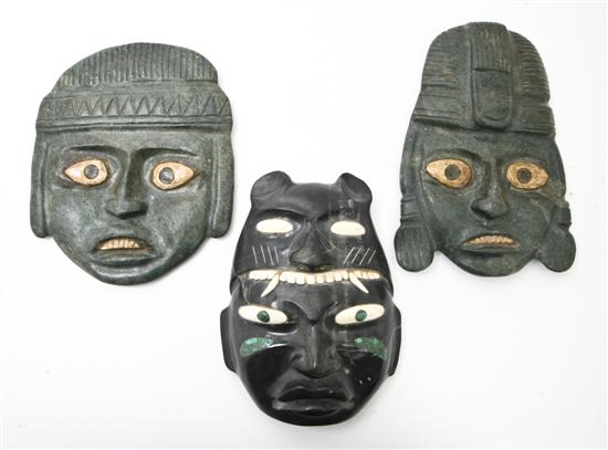  A Group of Three Mayan Style Carved 15585c