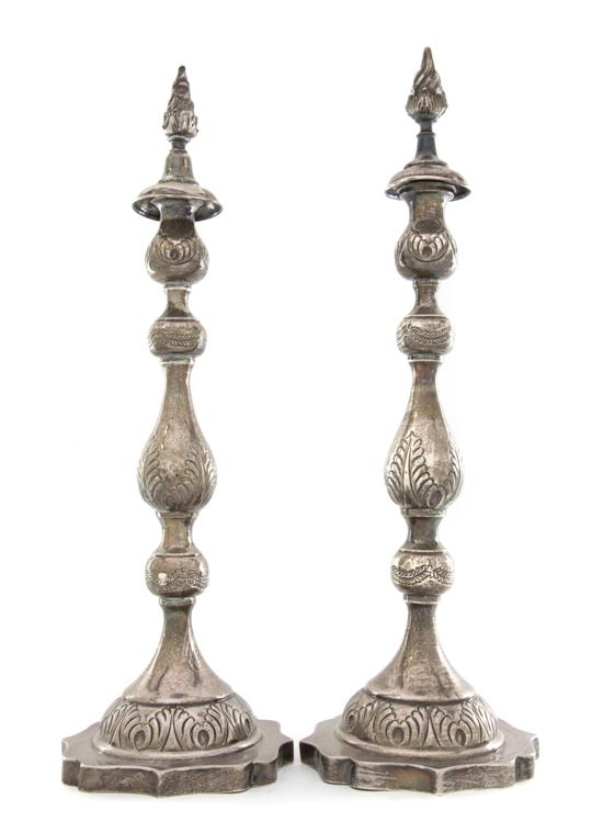 A Pair of English Silver Candlesticks 155876