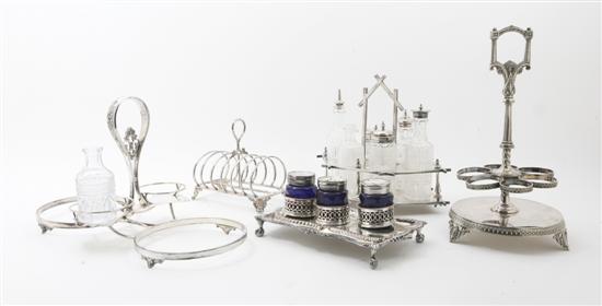 A Silverplate and Molded Glass Cruet