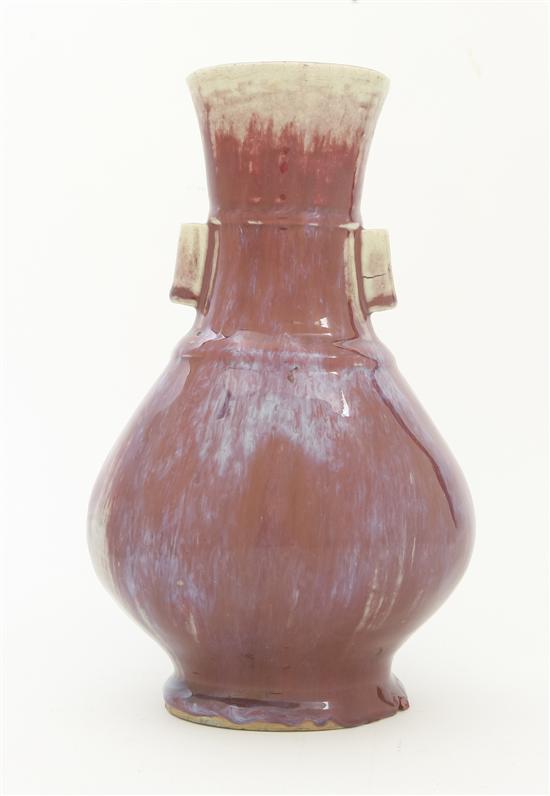 A Chinese Flambe Vase of baluster