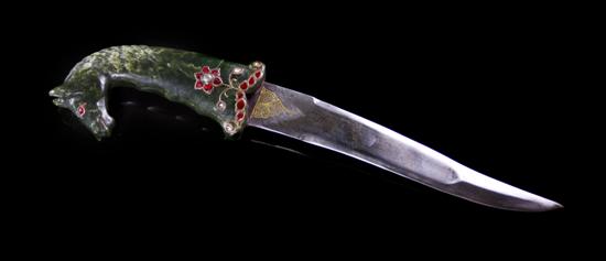 A Mughal Hardstone Handled Dagger