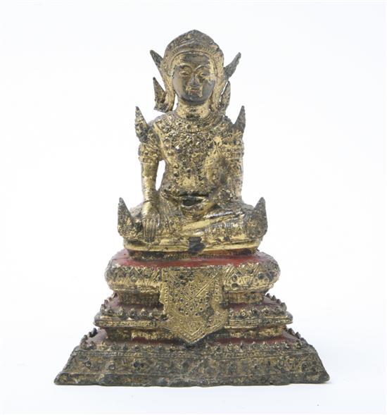 A Thai Gilt Bronze Model of a Buddha