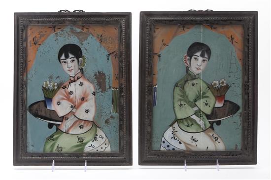 A Pair of Chinese Reverse Paintings