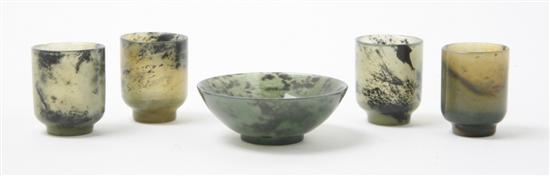 A Set of Four Jade Cups of green