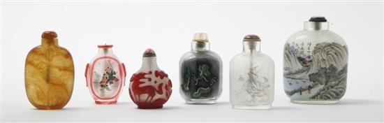 Five Glass Snuff Bottles comprising