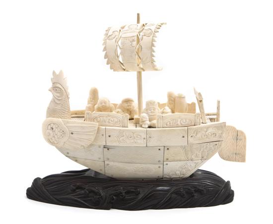 A Chinese Ivory Chicken Boat the