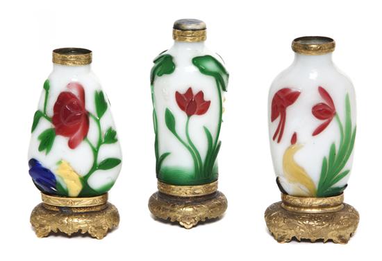 A Group of Three Peking Glass Gilt