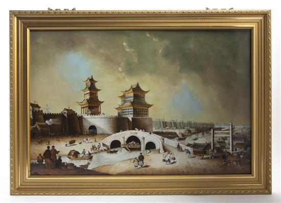 A Chinese Tray Painting depicting a