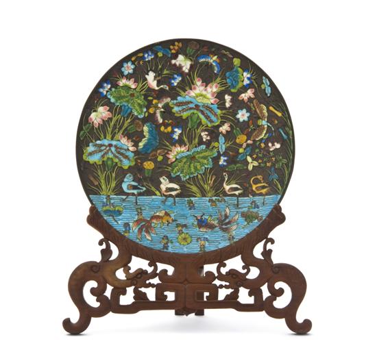 A Cloisonne Enamel Dish depicting butterflies