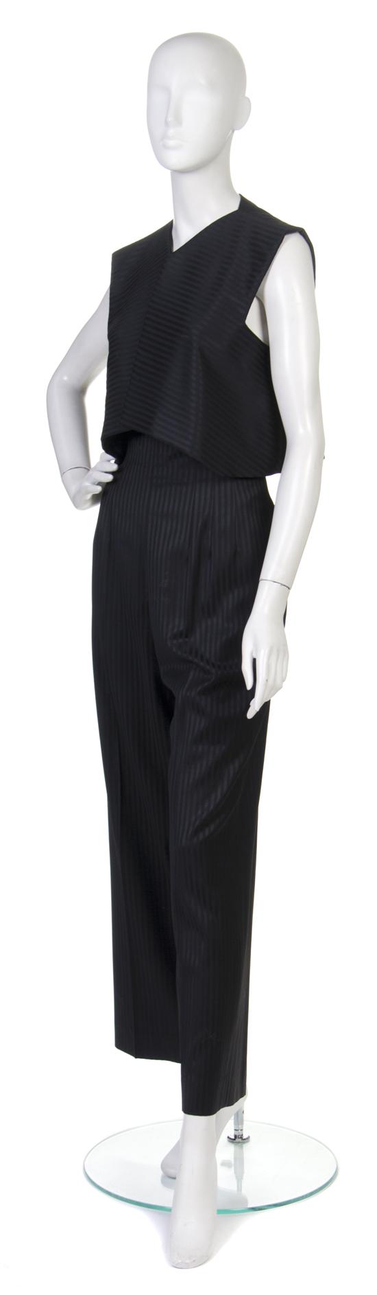 * A Pauline Trigere Black Striped Pant