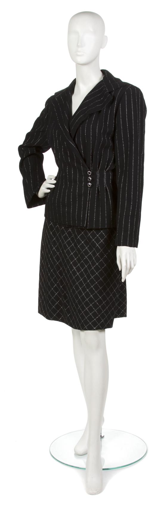 * A Pauline Trigere Black Pinstripe