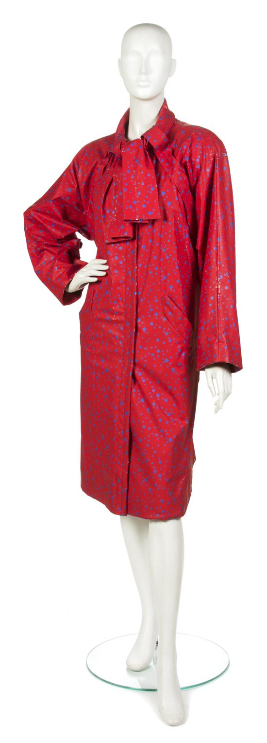 * A Pauline Trigere Red and Blue Raincoat