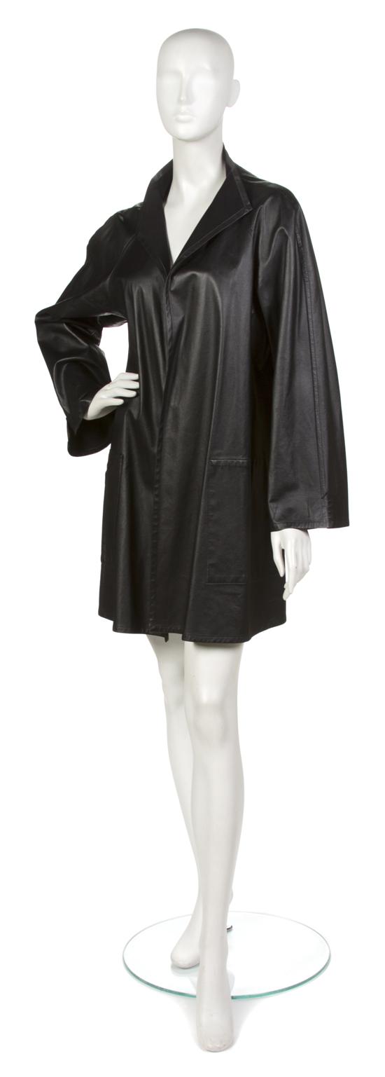 * A Pauline Trigere Black Leather Coat