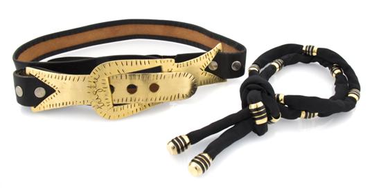  Two Black and Goldtone Belts 1559ff
