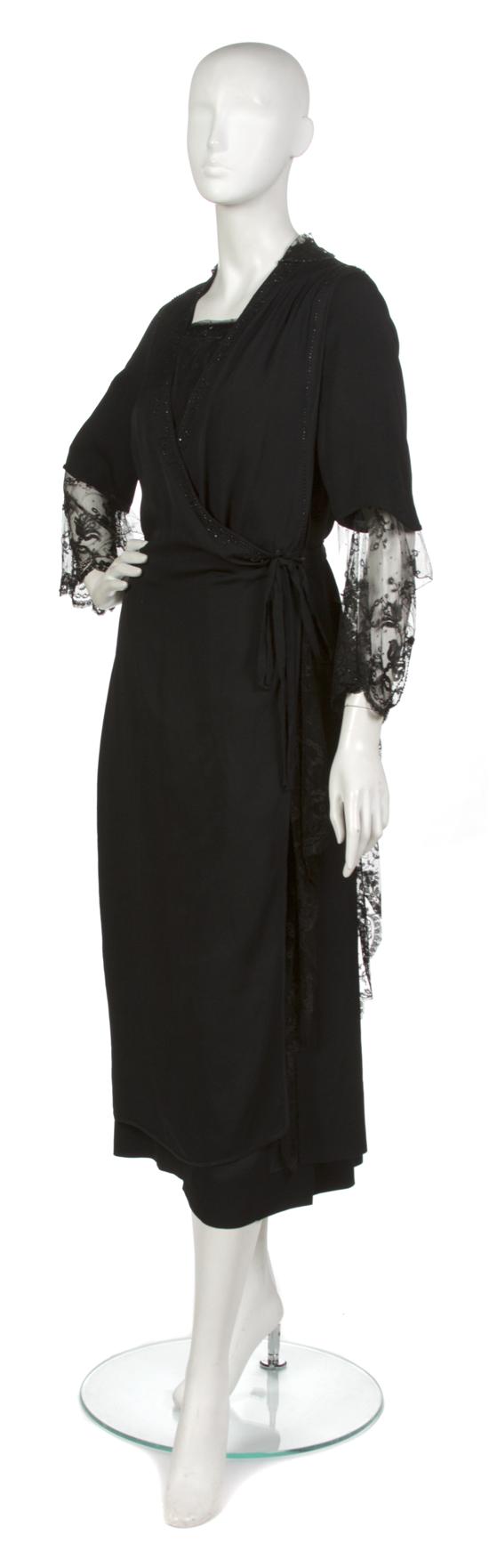 A Black Silk and Lace Dress probably 155a07