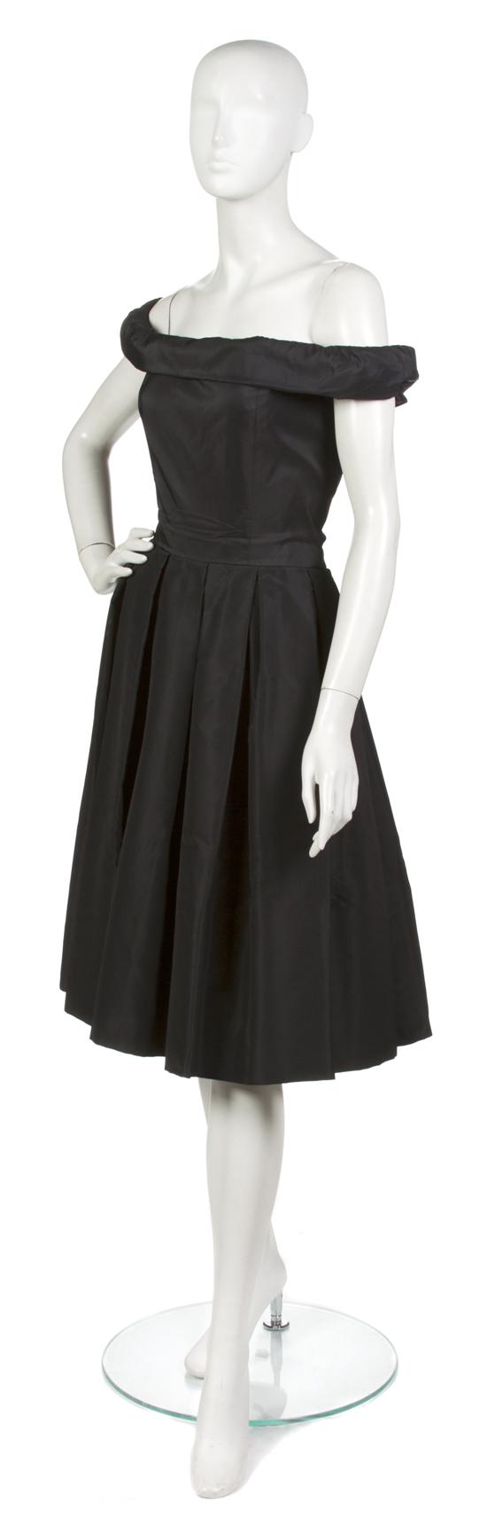 A Christian Dior Black Silk Faille