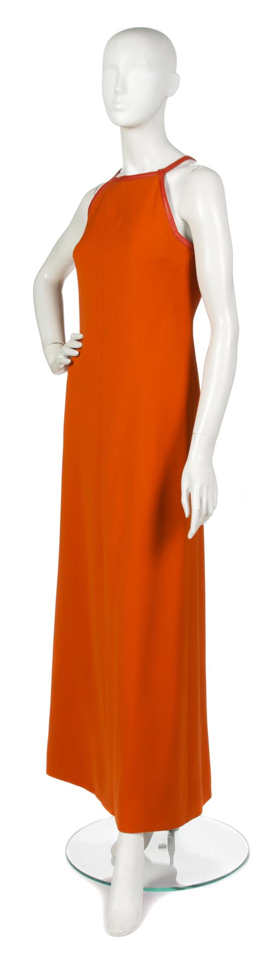 A Courreges Orange Wool Crepe Evening 155a1c