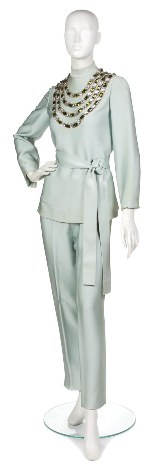 * A Norman Norell Mint Green Evening