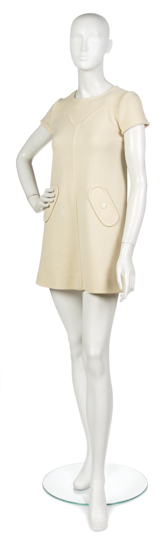 A Courreges Cream Wool Day Dress 155a19