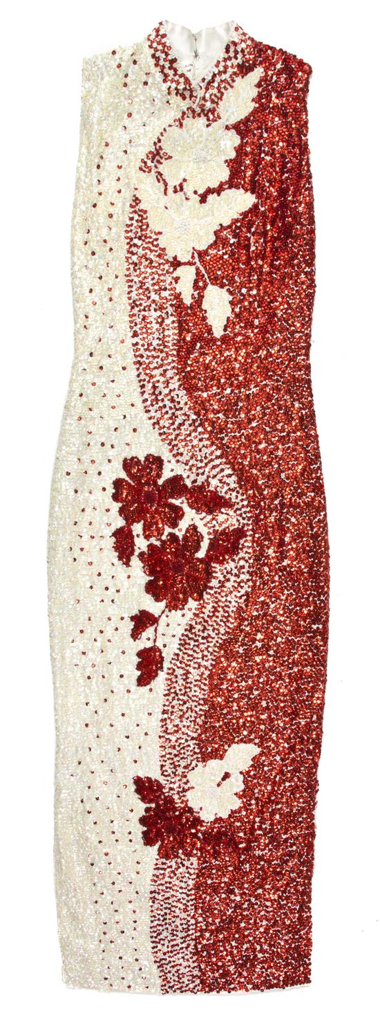 A Gerard Saint-Albin Red and Cream Sequin