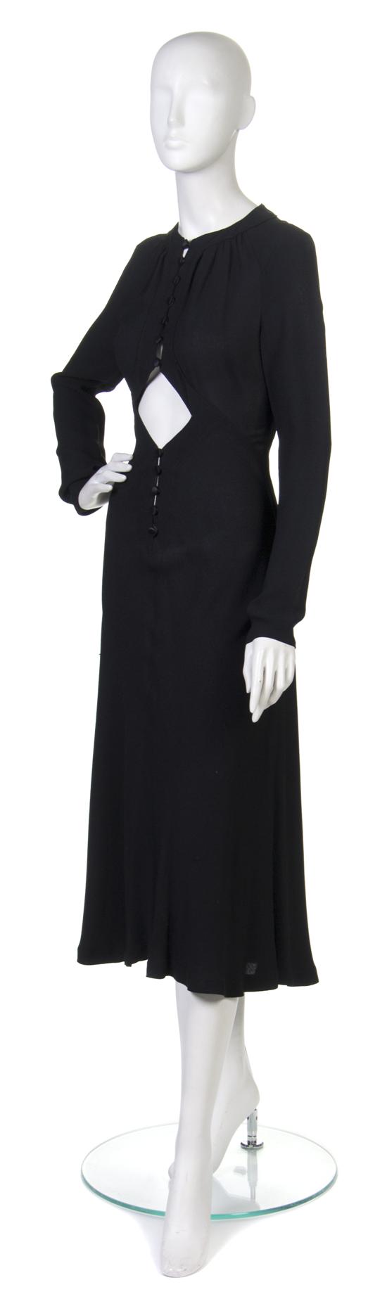 An Ossie Clark Black Moss Crepe Gown