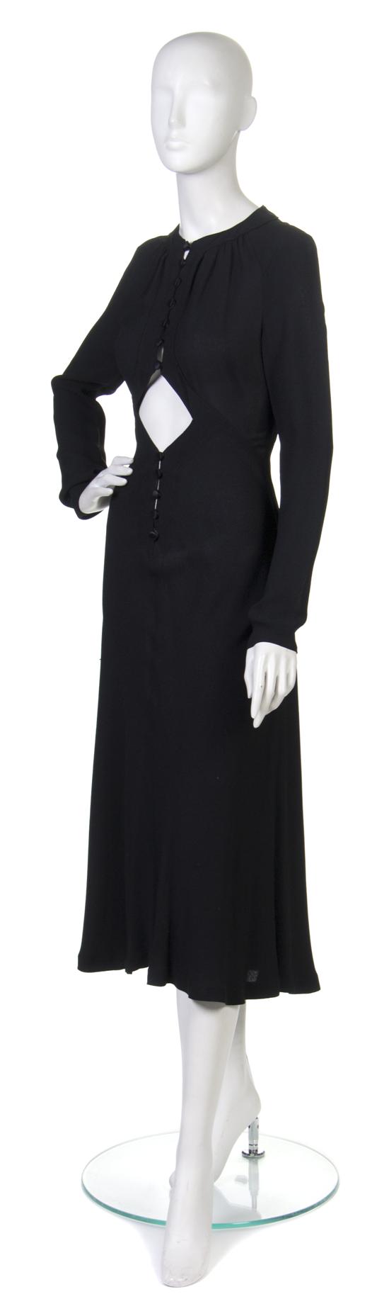 An Ossie Clark Black Moss Crepe