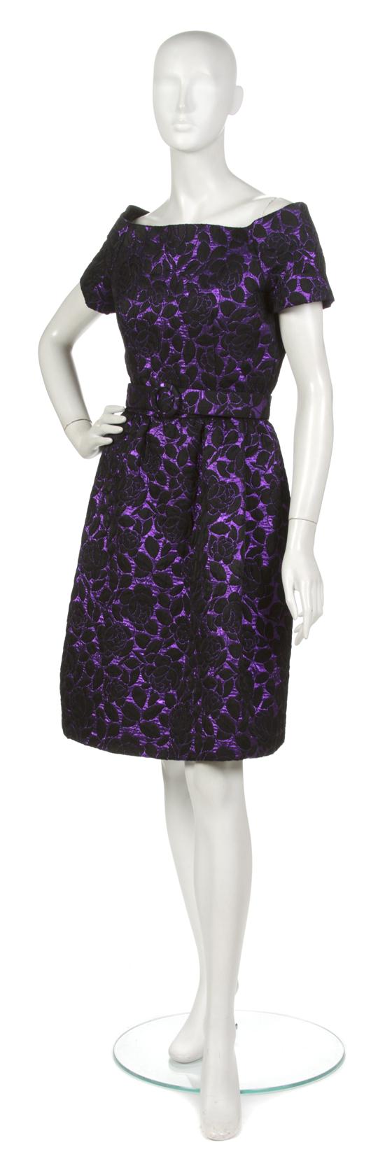 A Scaasi Purple and Black Brocade
